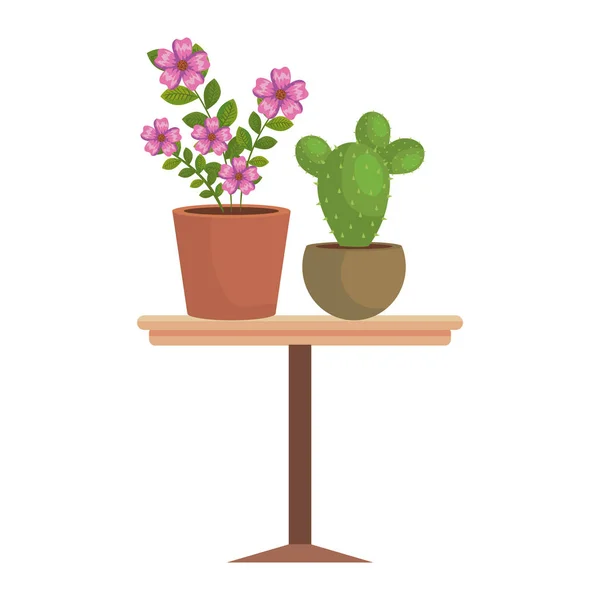 室内植物在木桌向量例证设计 — 图库矢量图片