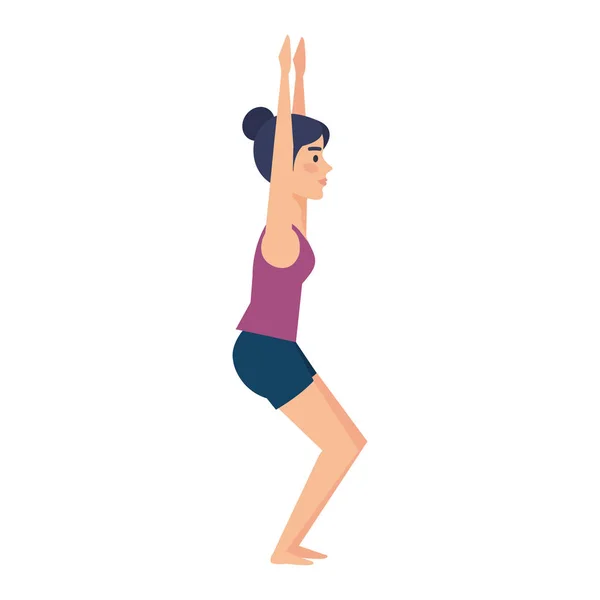 Frau Praktiziert Yoga Positionsvektor Illustration Design — Stockvektor