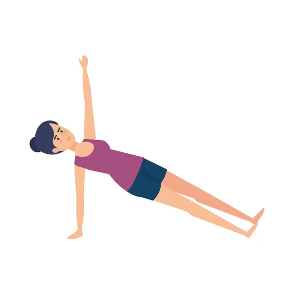 Vrouw Het Beoefenen Van Yoga Positie Vector Illustratie Ontwerp — Stockvector