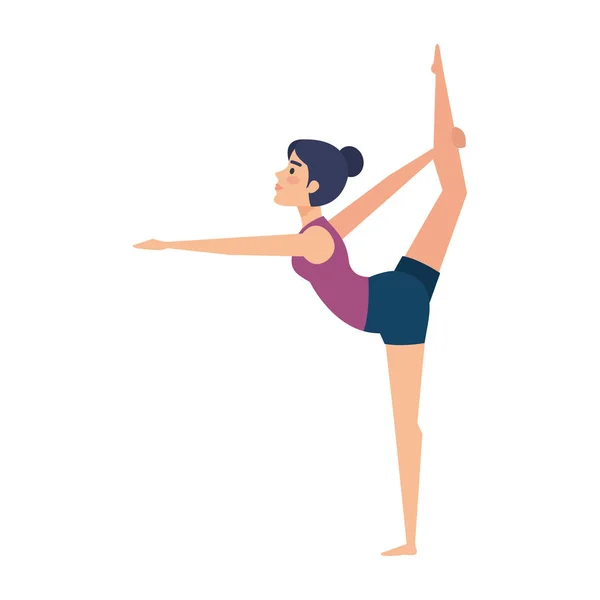 Frau Praktiziert Yoga Positionsvektor Illustration Design — Stockvektor