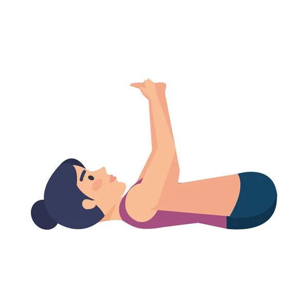 Frau Praktiziert Yoga Positionsvektor Illustration Design — Stockvektor