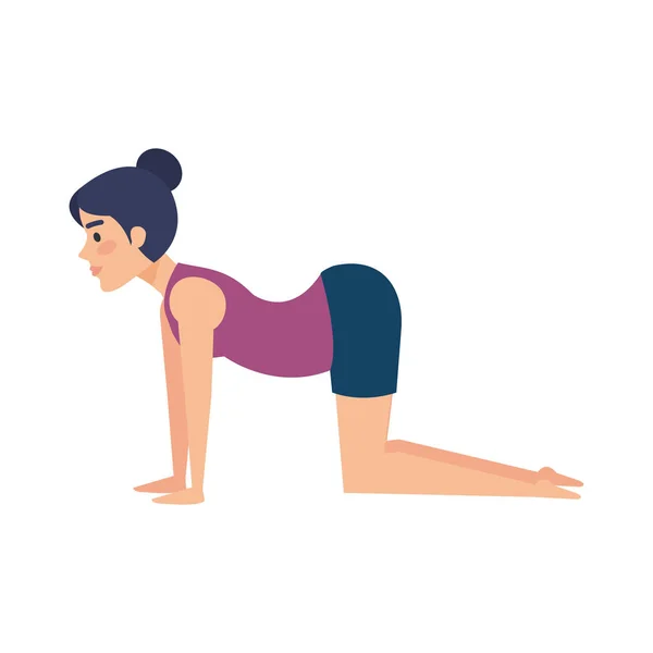 Vrouw Het Beoefenen Van Yoga Positie Vector Illustratie Ontwerp — Stockvector