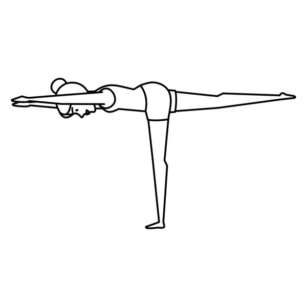 Kvinna Som Tränar Yoga Position Vektor Illustration Design — Stock vektor
