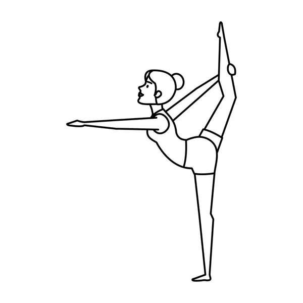 Kvinna Som Tränar Yoga Position Vektor Illustration Design — Stock vektor