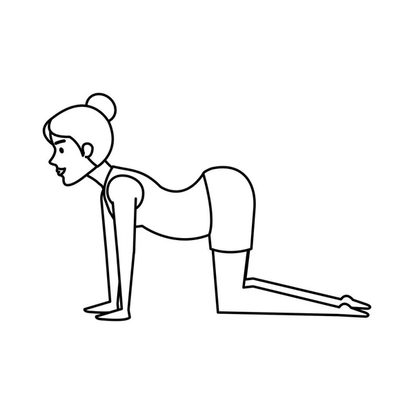 Yoga Pozisyon Vektör Çizim Tasarım Pratik Kadın — Stok Vektör