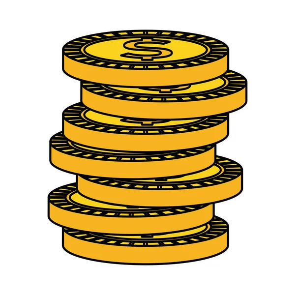 Coins Cash Money Isolated Icon Vector Illustration Design — Stock Vector