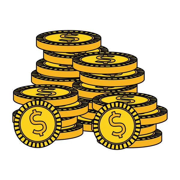 Munten Cash Geld Geïsoleerde Pictogram Vector Illustratie Ontwerp — Stockvector