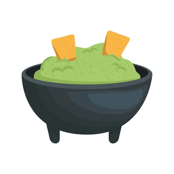 Guacamole Con Nachos Messicano Cibo Vettore Illustrazione Design — Vettoriale Stock