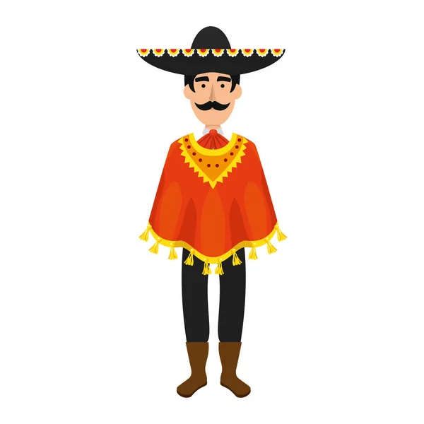 Tradiční Mexické Mariachi Charakter Vektorové Ilustrace Design — Stockový vektor