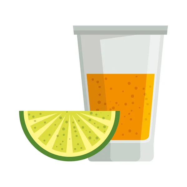 Tequila Tasse Mit Zitronenvektor Illustration Design — Stockvektor