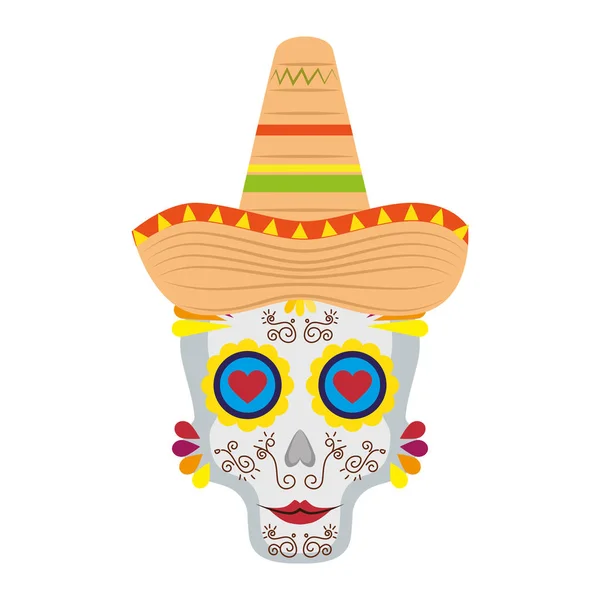 Máscara Muerte Santa Con Sombrero Vector Diseño Ilustración — Vector de stock