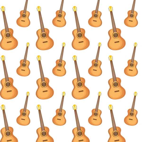 Mexican Guitarron Instruments Pattern Vector Illustration Design — Stock Vector