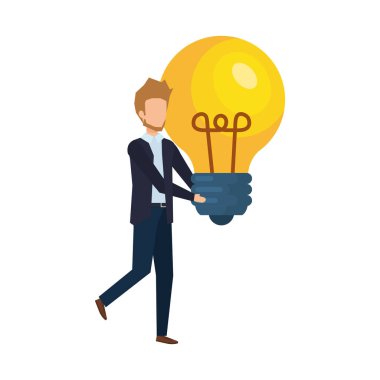 işadamı ampul ışık fikir vektör çizim tasarım ile