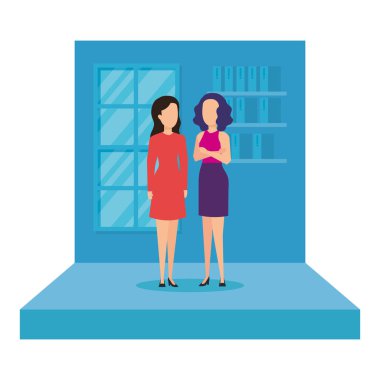 İşyeri vektör çizim tasarım zarif iş kadınları