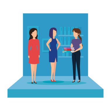 İşyeri vektör çizim tasarım zarif iş kadınları