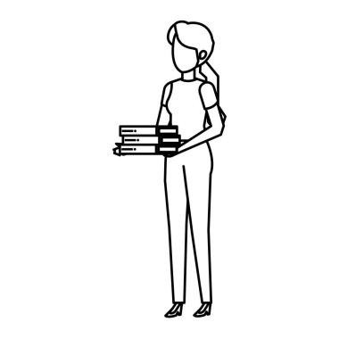 kitap vektör çizim tasarımı ile şık iş kadını