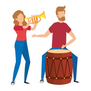 müzikal düet avatarlar karakterleri çizimde tasarım vektör