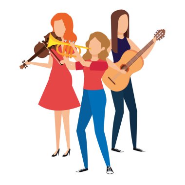 müzik grubu avatarları karakterleri çizimde tasarım vektör