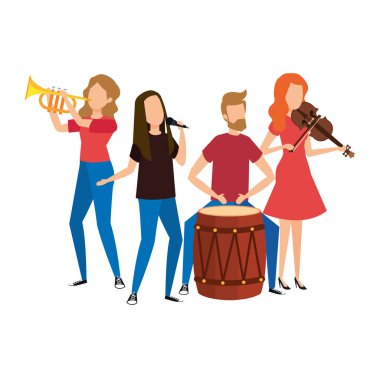 müzik grubu avatarları karakterleri çizimde tasarım vektör