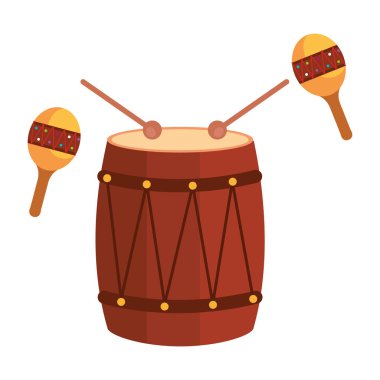 Bongo ve Marakas tropikal aletler illüstrasyon tasarım vektör