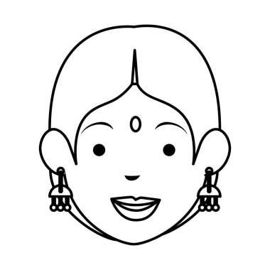 Hindu kadın baş avatar karakter vektör çizim tasarımı