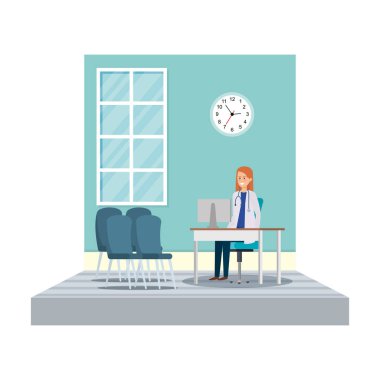 Oda vektör çizim tasarım danışmanlık içinde kadın doktor