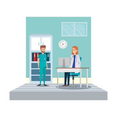 Oda vektör çizim tasarım danışmanlık içinde kadın doktor