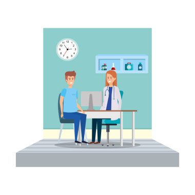 Oda vektör çizim tasarım danışmanlık içinde kadın doktor