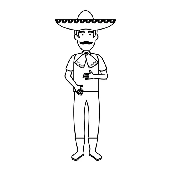 Tradizionale Messicano Mariachi Personaggio Vettore Illustrazione Design — Vettoriale Stock