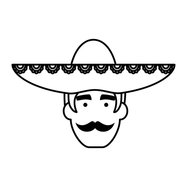 Tradicional Mexicano Mariachi Cabeça Personagem Vetor Ilustração Design — Vetor de Stock