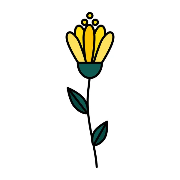 Schöne Blume Mit Blättern Isoliert Symbol Vektor Illustration Desing — Stockvektor