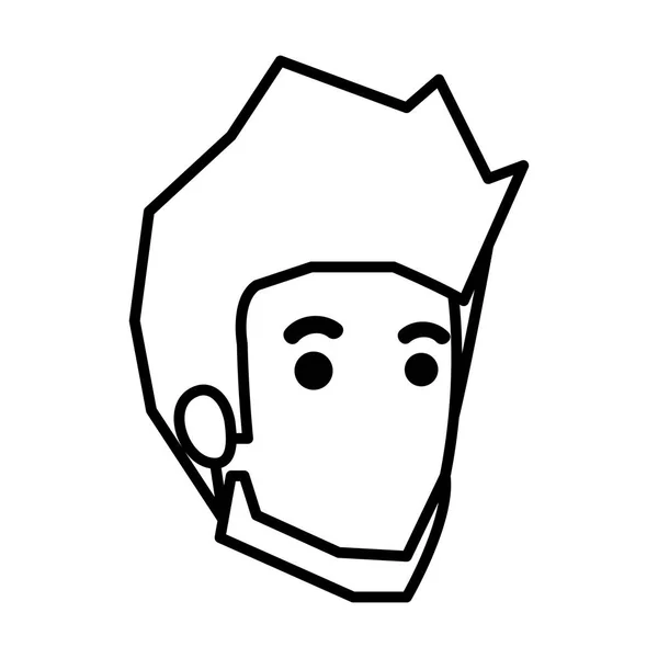 Jeune Homme Tête Avec Barbe Avatar Personnage Vecteur Illustration Design — Image vectorielle