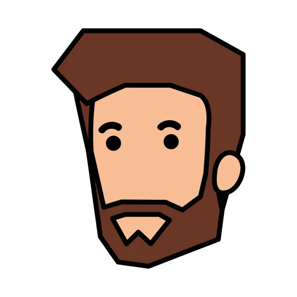 Молодой Человек Голова Бородой Аватар Характер Векторной Иллюстрации Дизайн — стоковый вектор