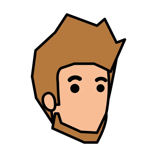 Cabeza Hombre Joven Con Barba Avatar Carácter Vector Ilustración Diseño — Vector de stock