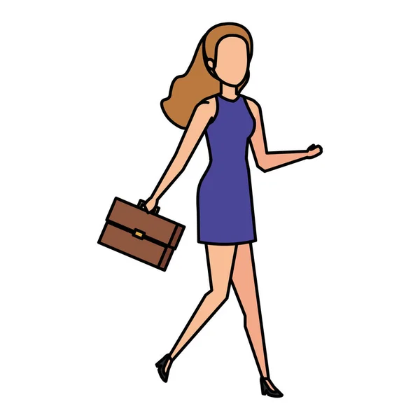 Elegante Mujer Negocios Con Portafolio Vector Ilustración Diseño — Vector de stock