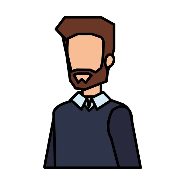 Homem Jovem Casual Com Design Ilustração Vetorial Barba — Vetor de Stock