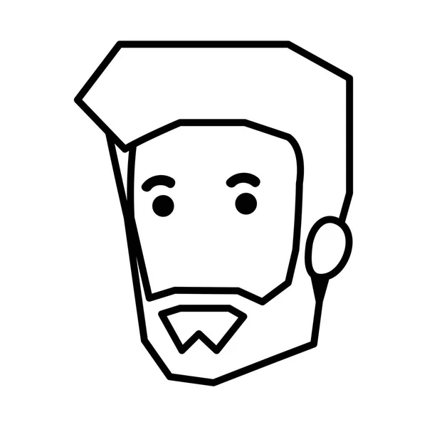 Jeune Homme Tête Avec Barbe Avatar Personnage Vecteur Illustration Design — Image vectorielle