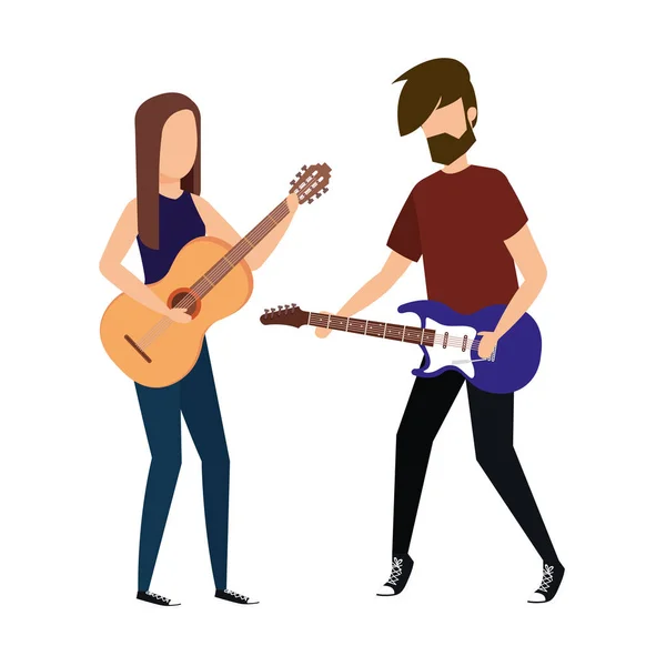 Muzikale Duet Avatars Tekens Vector Illustratie Ontwerp — Stockvector