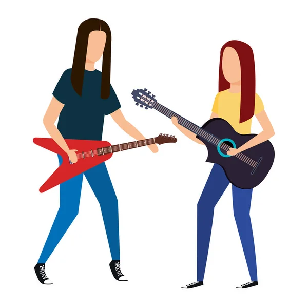 Muzikale Duet Avatars Tekens Vector Illustratie Ontwerp — Stockvector