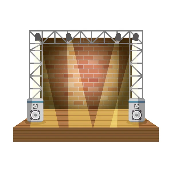 Palco Concerto Con Altoparlanti Scena Vettoriale Illustrazione Design — Vettoriale Stock