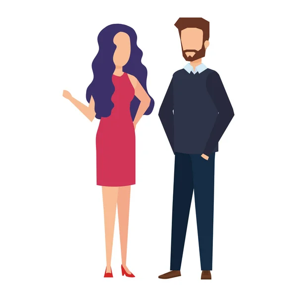 Elegante Negócio Casal Avatares Personagens Vetor Ilustração Design — Vetor de Stock