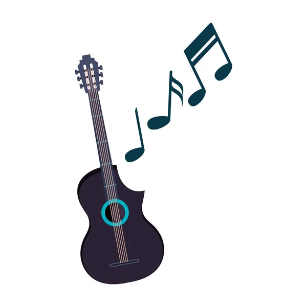 Gitarre Instrument Mit Noten Vektor Illustration Design — Stockvektor