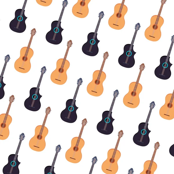 Guitarras Acústicas Instrumentos Patrón Vector Ilustración Diseño — Archivo Imágenes Vectoriales