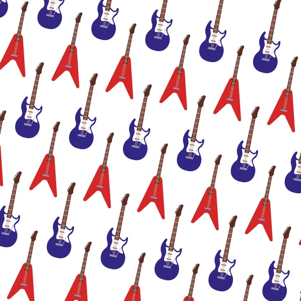 Electric Guitars Instruments Pattern Vector Illustration Design — Stock Vector
