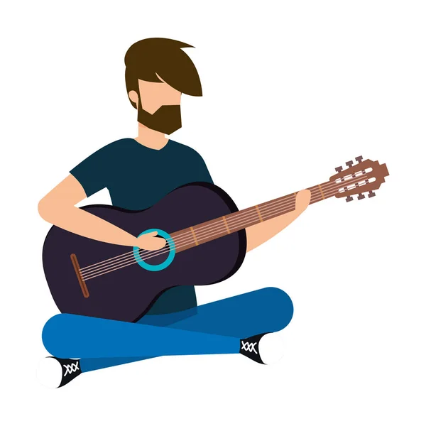 Man Playing Acoustic Guitar Vector Illustration Design — Stock Vector
