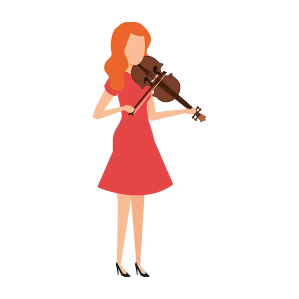 演奏小提琴字符向量例证设计的妇女 — 图库矢量图片