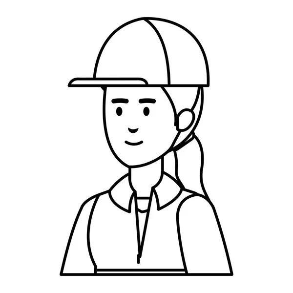 Construtor Fêmea Com Design Ilustração Vetor Capacete — Vetor de Stock
