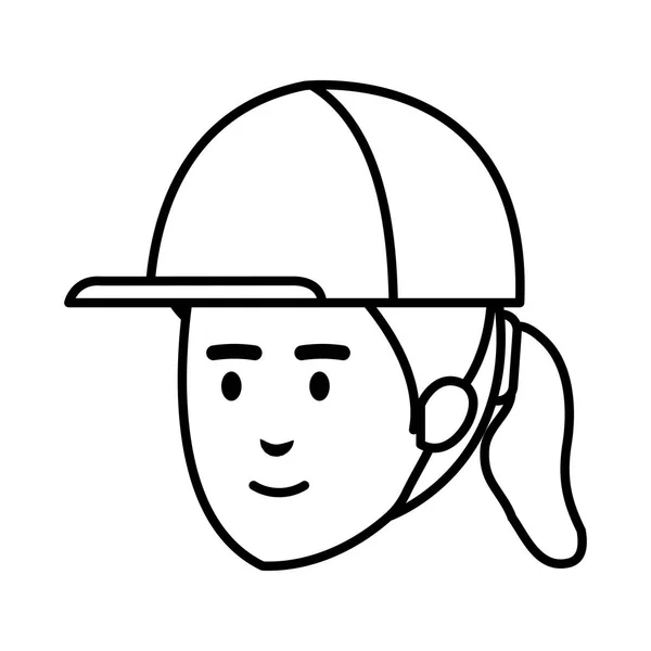 Female Head Builder Constructor Helmet Vector Illustration Design — Stock Vector