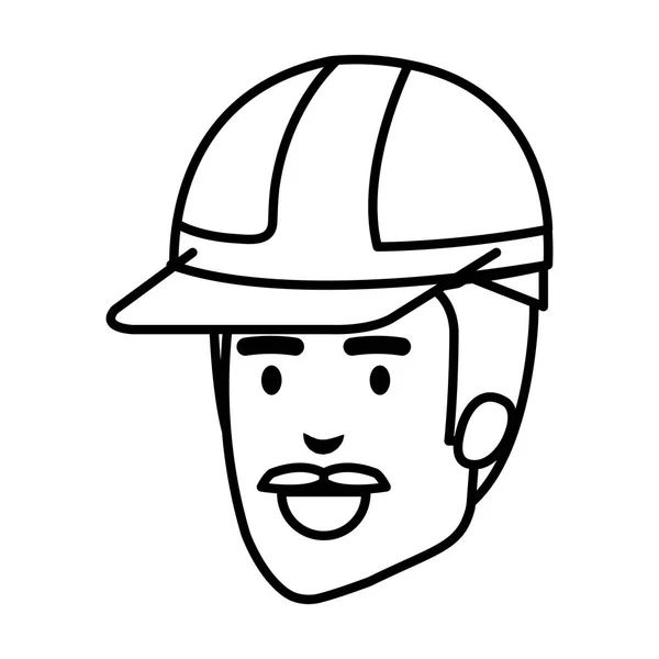 Hoofd Bouwer Constructor Met Helm Vector Illustratie Ontwerp — Stockvector