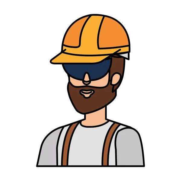 Constructor Constructor Con Casco Gafas Vector Diseño Ilustración — Archivo Imágenes Vectoriales